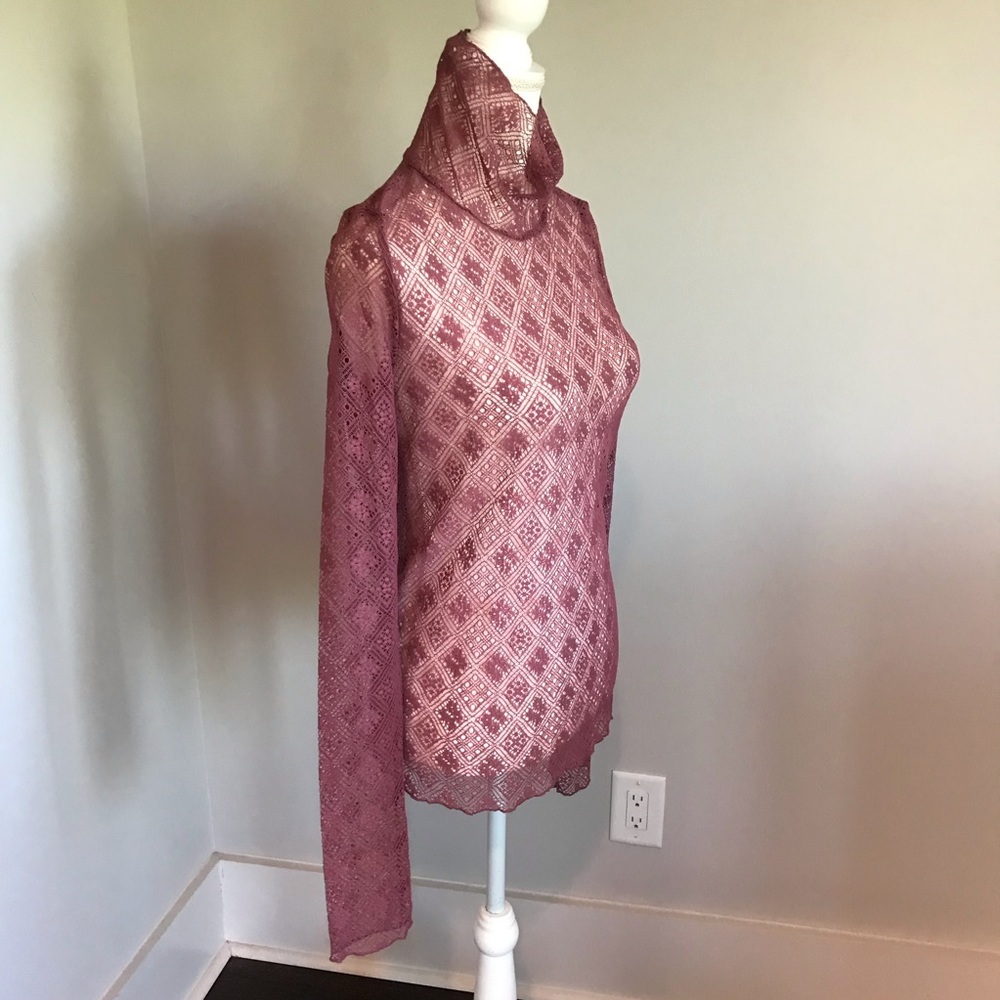 1 Left!! Free People Sheer Lace Turtleneck Top - Picture 6 of 8